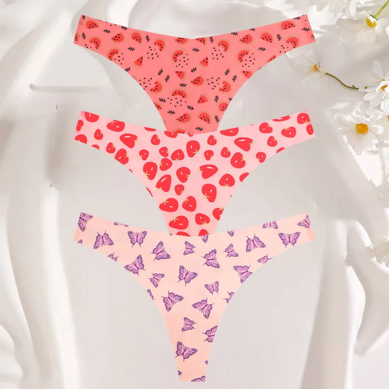 3-Pcs Sexy Colorful G-String Set – Seamless Low-Rise Bikini Thongs for Women (S-XL)