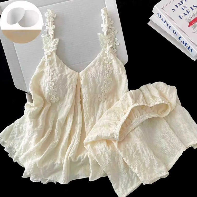 Women’s Sexy V-Neck Pajama Set | Summer Sleeveless Nightwear