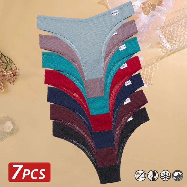 7pc Waffle Cotton Briefs | Sexy V-Waist Brazilian Set
