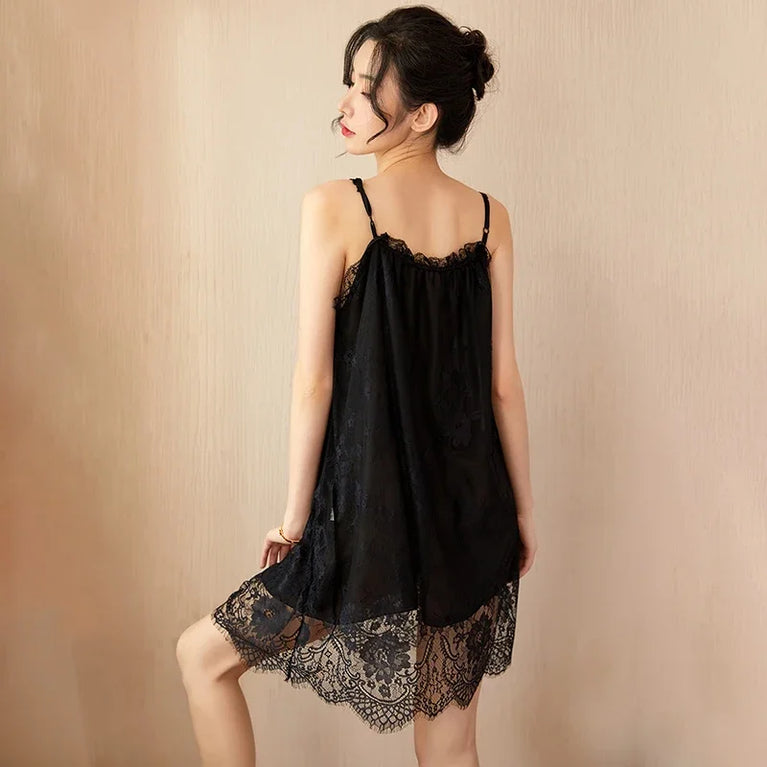 Women’s Lace Sling Nightdress | Sexy Sleeveless Summer Nightgown