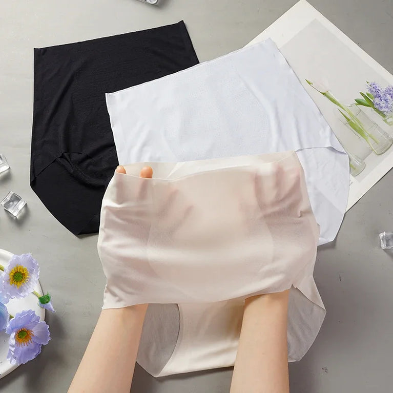 High-Waist Ice Silk Briefs | Seamless Ultra-Thin Panties