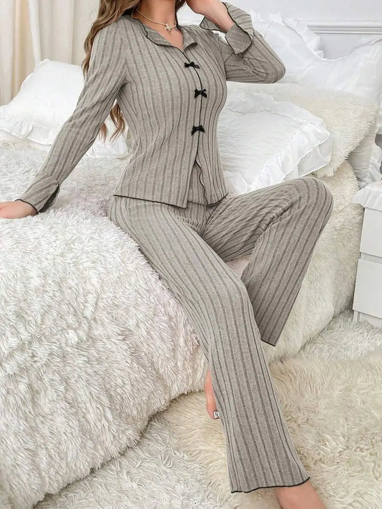 Women’s Knit Pajama Set | Long Sleeve & Ankle Length Pants
