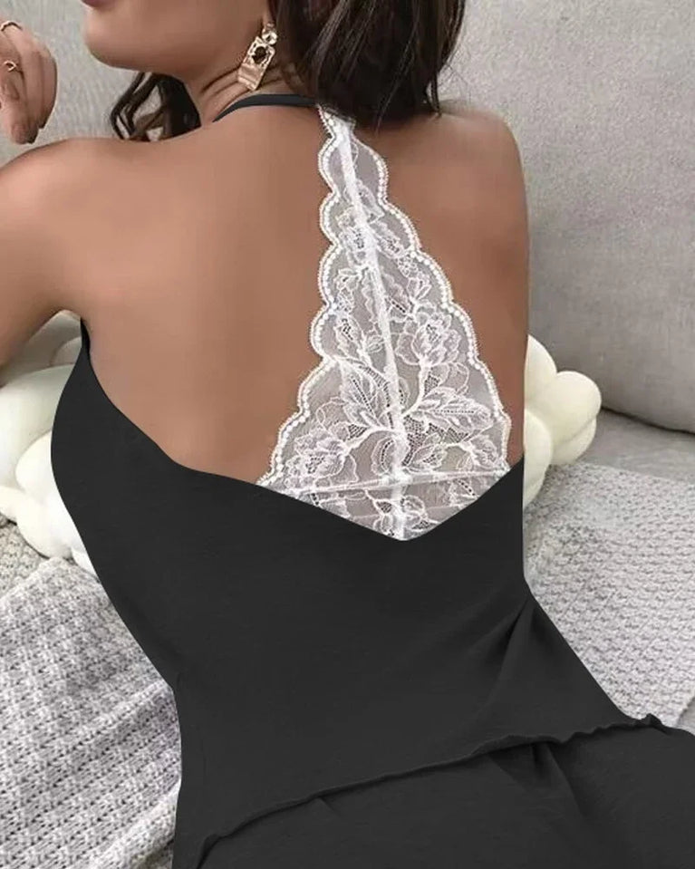 Women’s Crochet Lace Pajama Set | Sleeveless V-Neck Sleepwear