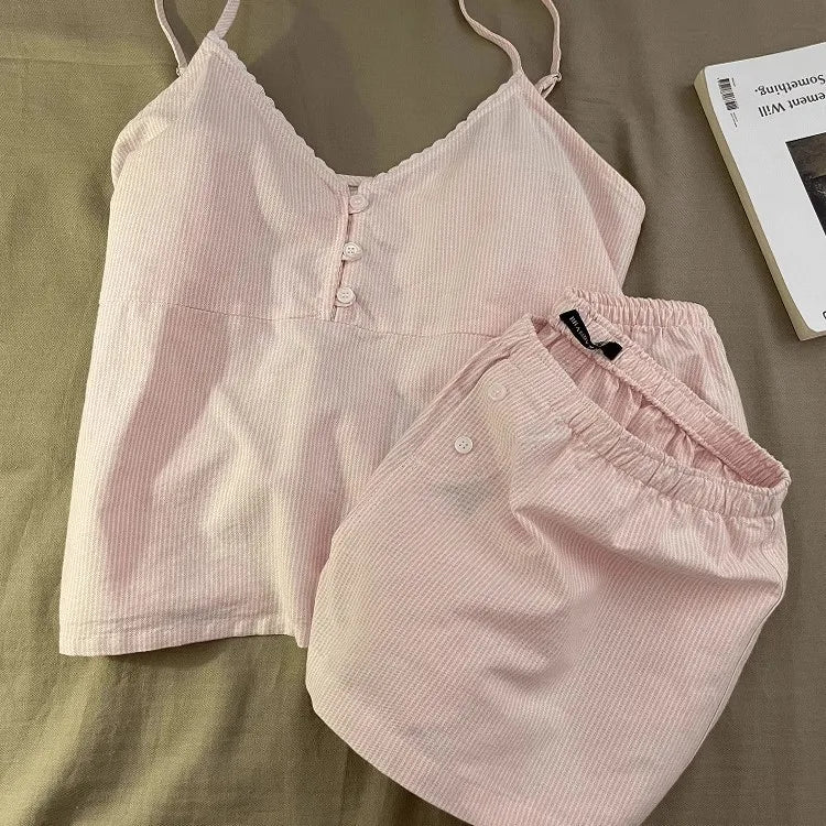New Cotton Summer Pajama Set | Short Sleeve Home Suit