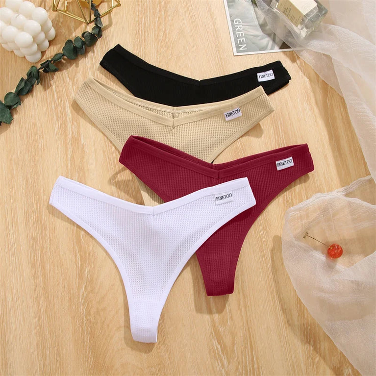 Waffle Cotton Thongs (3-Pack) – Low-Rise Comfortable G-Strings