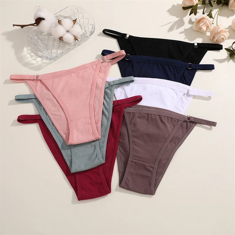 4pc Cotton Briefs | Sexy Metal Ring Low-Waist Set