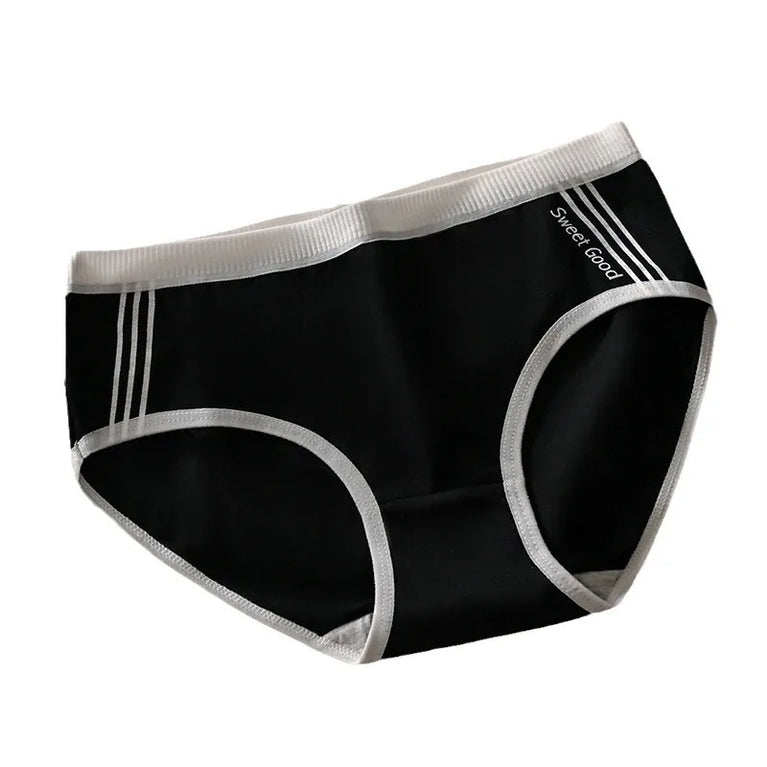 3pc Sporty Low-Rise Briefs | Breathable Letter-Print Panties