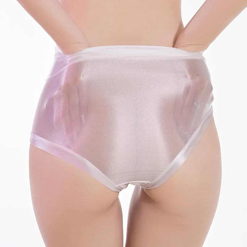 Oil Glossy Sheer High-Waist Briefs – Sexy Ultra-Thin Yoga & Beachwear Panties