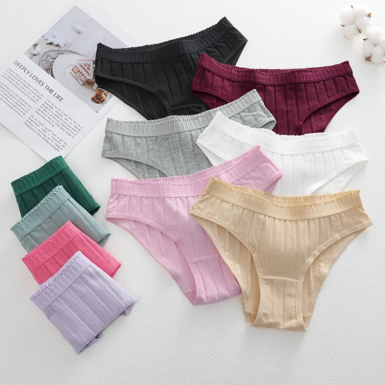 7pc Cotton Briefs | Seamless Mid-Rise Stripe Set