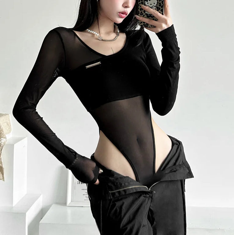 Long Sleeve Bodysuit | Sexy V-Neck Bodycon