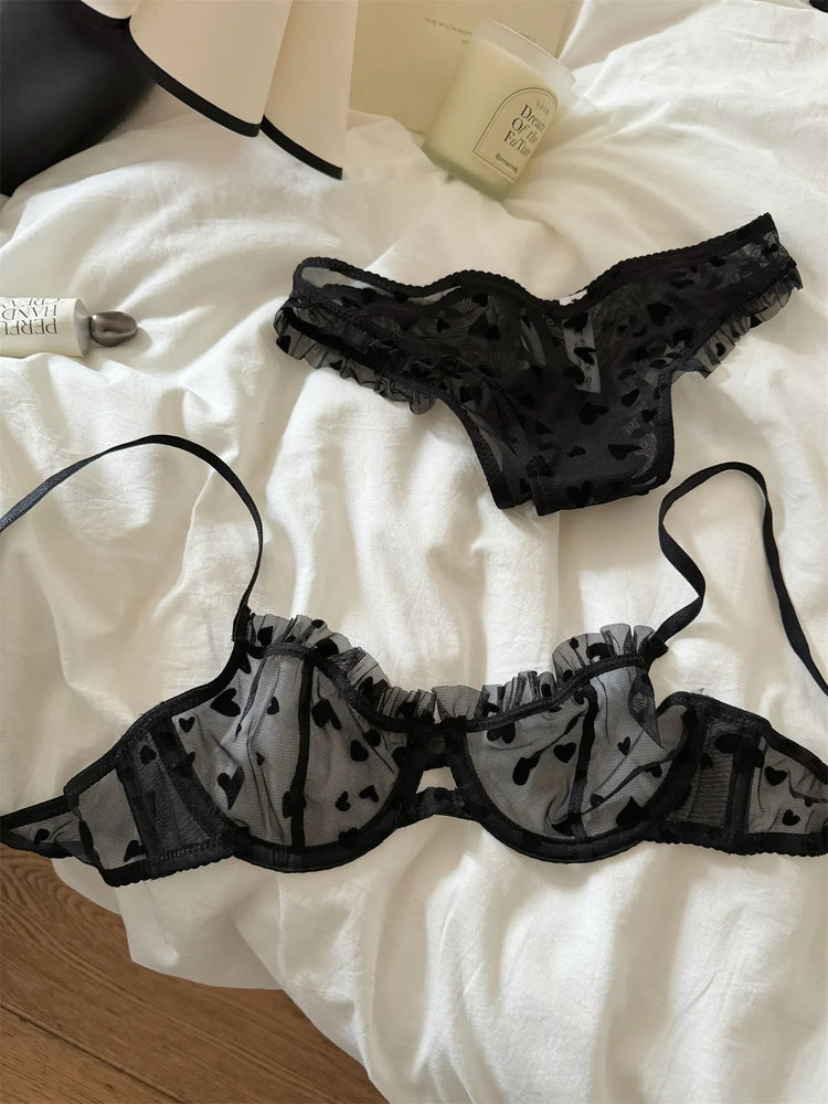 Geometric Lace Push Up Bra & Brief Set – Sexy Underwire Lingerie