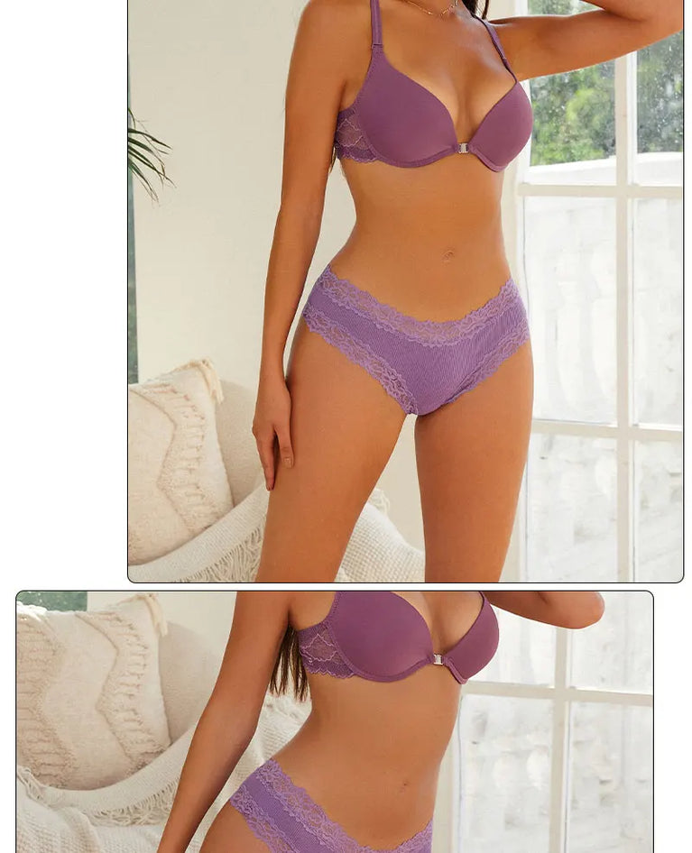 Lace-Trim Cotton Bikini – Low-Rise Comfort Knickers