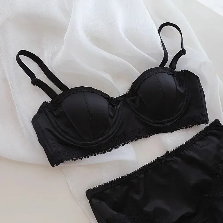 Luxury Satin Deep V Bra | Soft Steel-Free Push-Up Lingerie