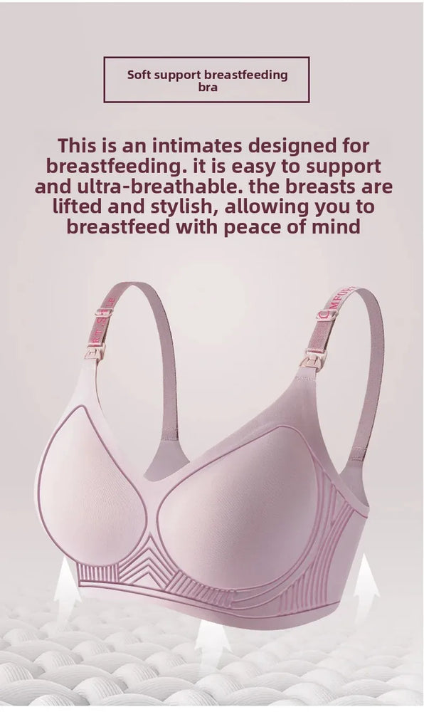 Seamless Letter-Strap Nursing Bra | Anti-Sagging Summer Fit
