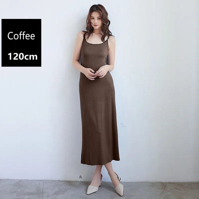 Elegant Modal Full Slip Dress Sleeveless Camisole Inner Dress