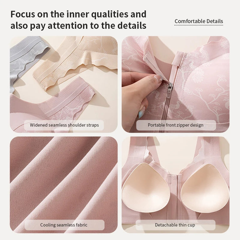 Post-Mastectomy Front-Zipper Bra – Seamless Wireless Recovery Support