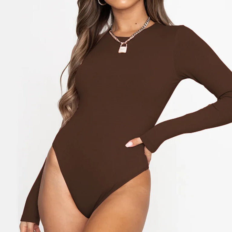 High-Stretch Long Sleeve Bodysuit | All-Season Bodycon Jumpsuit