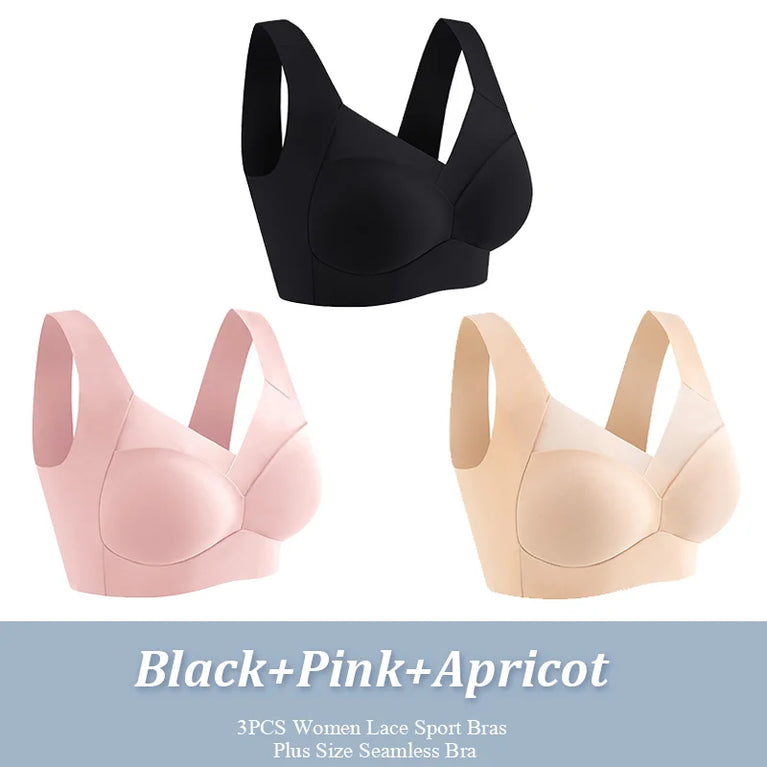 Seamless Lace Sport Bra – Wireless Push-Up Comfort