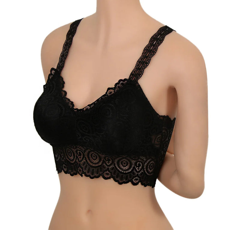 Lace Crochet Padded Bralette | Sexy V-Neck Modal Tank Top