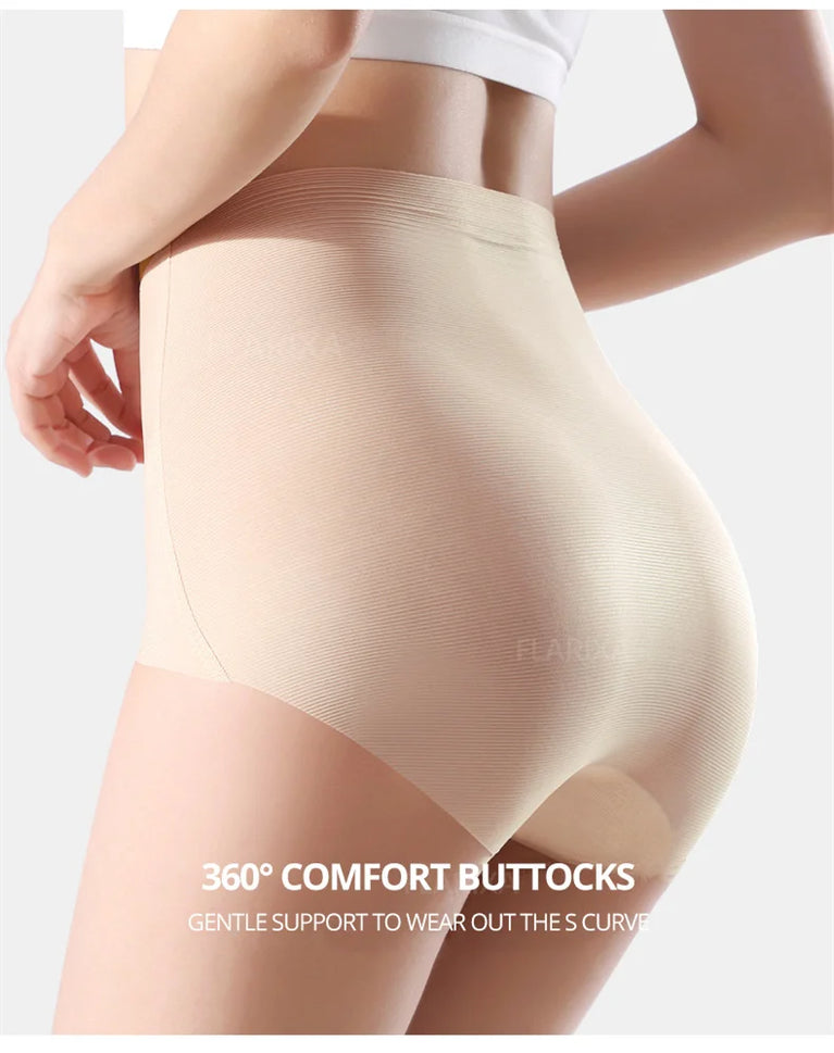 Seamless High-Waist Briefs (3-Pack) – Breathable Ice Silk & Silk Protein Shapewear