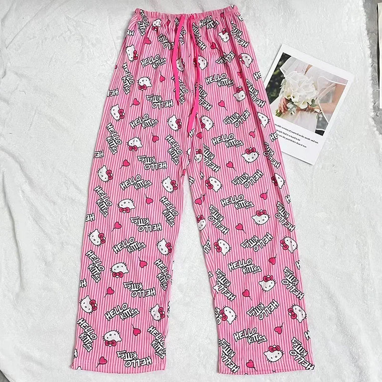 Sanrio Hello Kitty Pajama Pants | Cute Summer Home Trousers