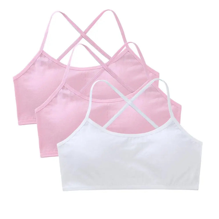 3-Pack Cotton Training Bras | Soft Teen First Camisole
