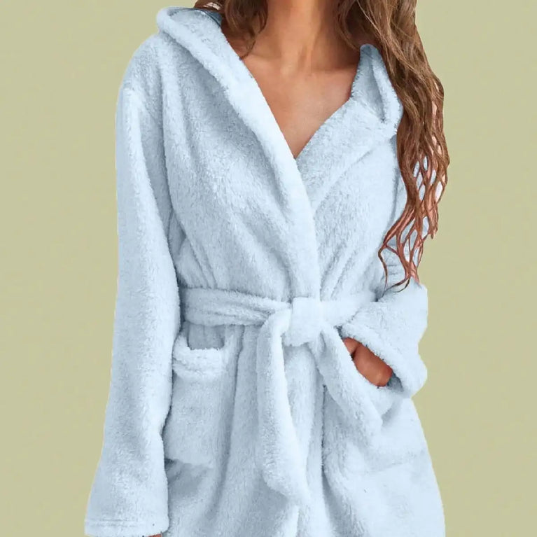 Women’s Thick Hooded Fleece Robe | Cozy Winter Bathrobe