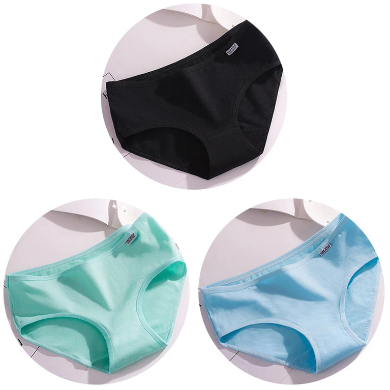 3pc Pure Cotton Briefs | Skin-Friendly Mid-Rise Comfort Set