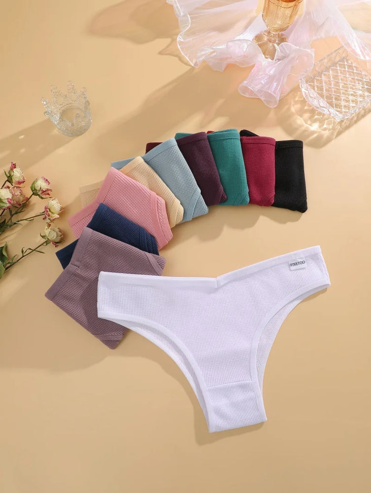 7pc Waffle Cotton Briefs | Sexy V-Waist Brazilian Set