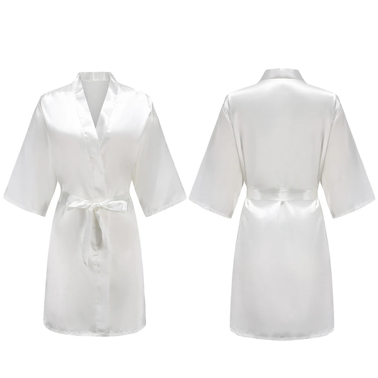 Women’s Short Silky Satin Robe – Pure Solid Color Bridesmaid & Bridal Party Bathrobe (Summer Collection)