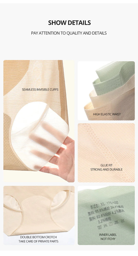 Seamless High-Waist Briefs (3-Pack) – Breathable Ice Silk & Silk Protein Shapewear