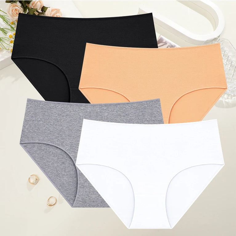 Comfort Cotton Panties (4-Pack) – Mid-Rise Seamless Breathable Briefs