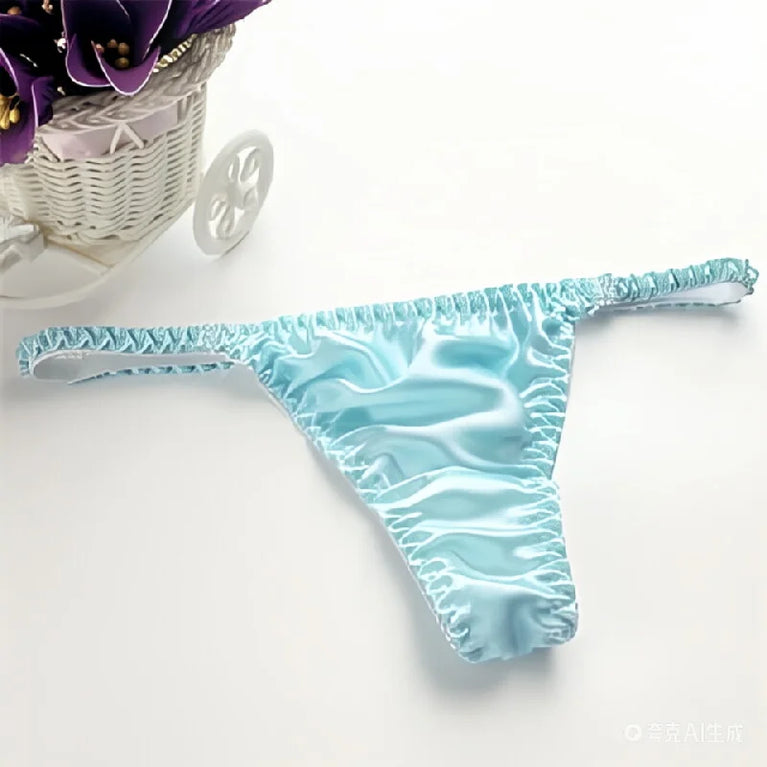 100% Pure Mulberry Silk G-String – Breathable Low-Rise Luxury Thong for Women