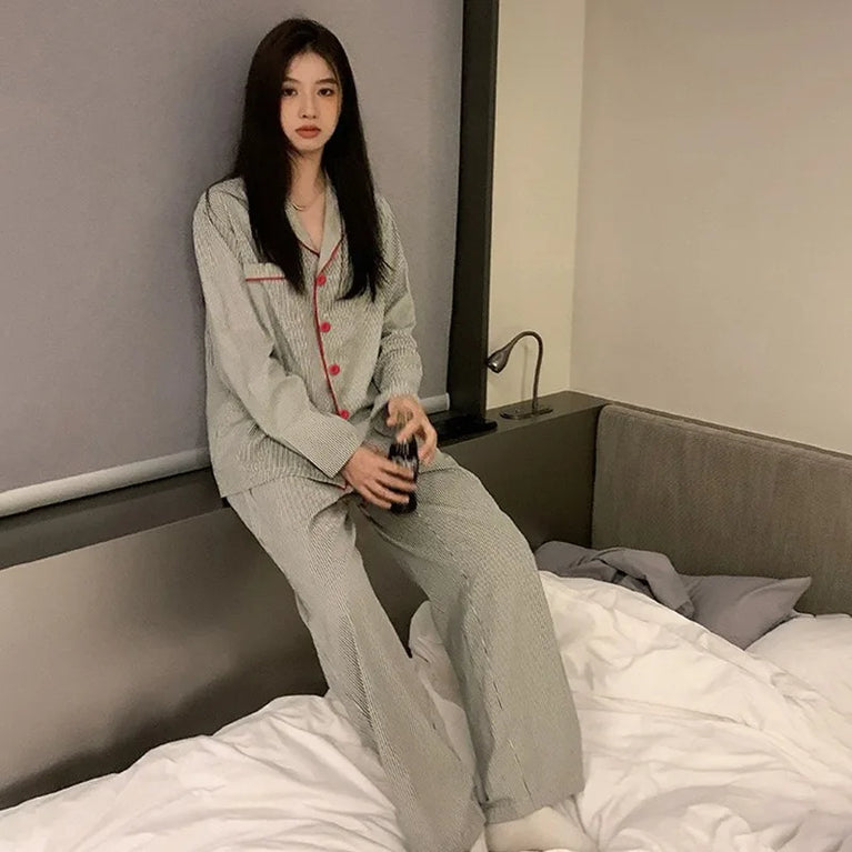 Women’s Soft Striped Pajama Set | Long Sleeve & Trousers