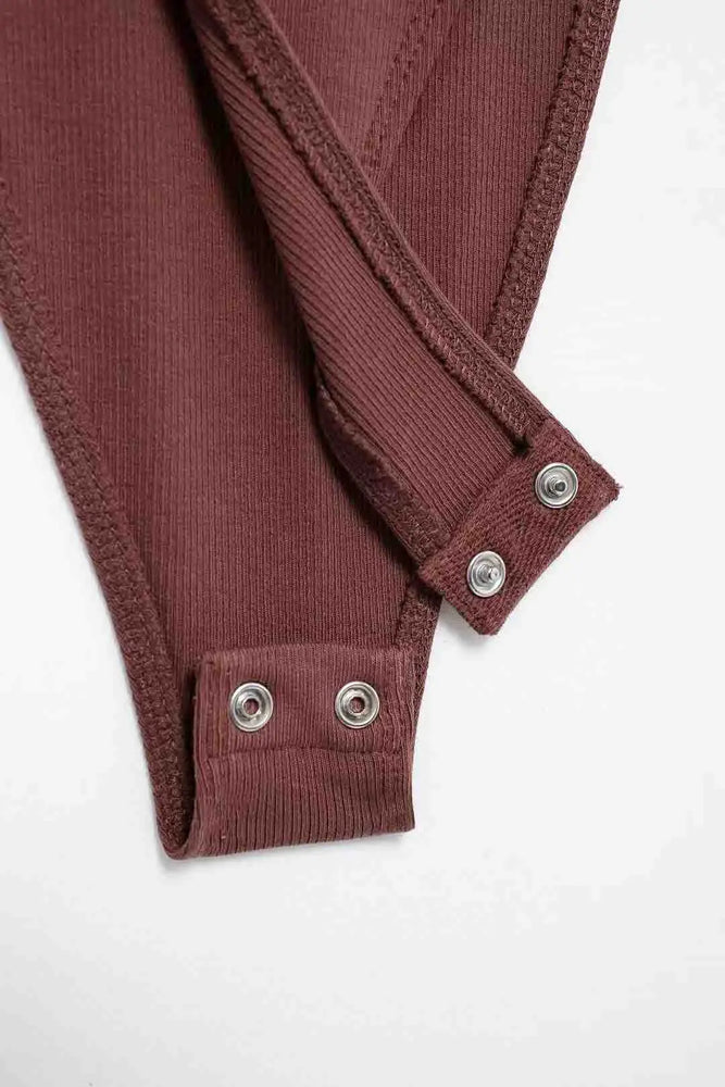 Ribbed Backless Bodysuit | Sexy O-Neck Snap Playsuit