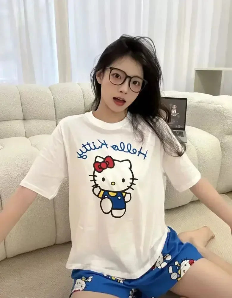 Hello Kitty Summer Pajama Set | Cute Cartoon Short-Sleeve Specifications
