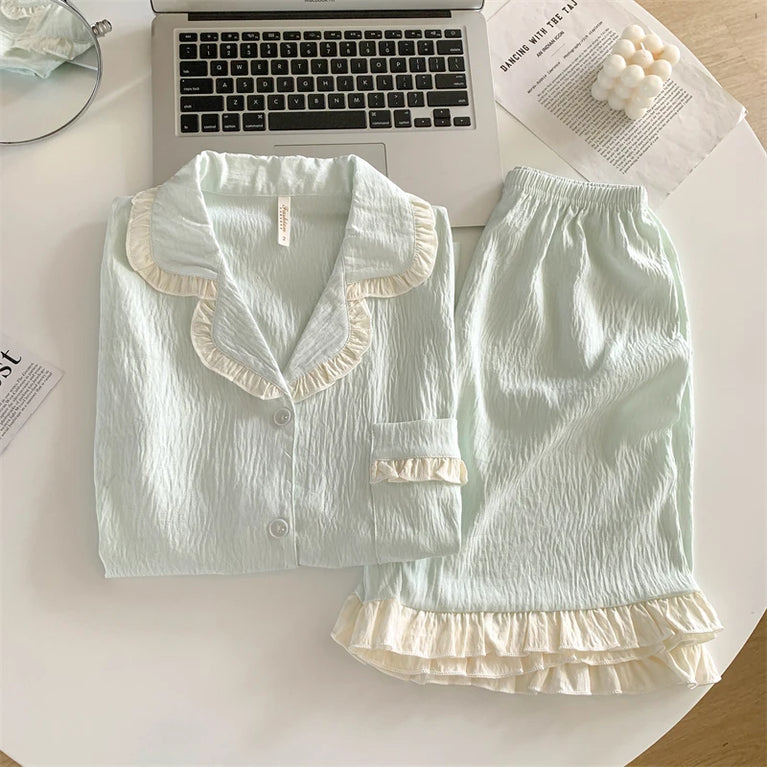 Women’s 3pc Cloud Cotton Loungewear Set | Blue Summer PJs