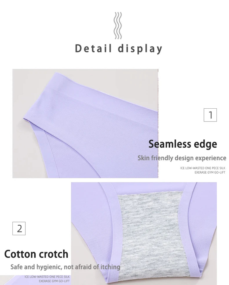 Sexy Ice Silk Women's Underwear – Low-Waist Seamless Invisible Briefs