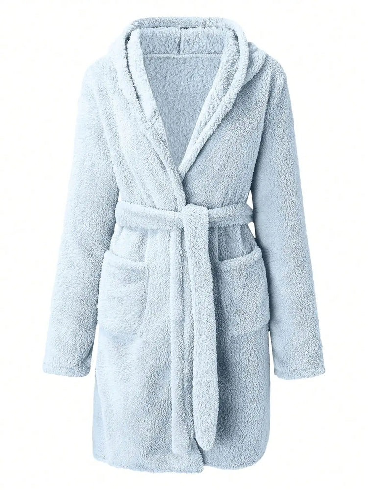 Women’s Thick Hooded Fleece Robe | Cozy Winter Bathrobe