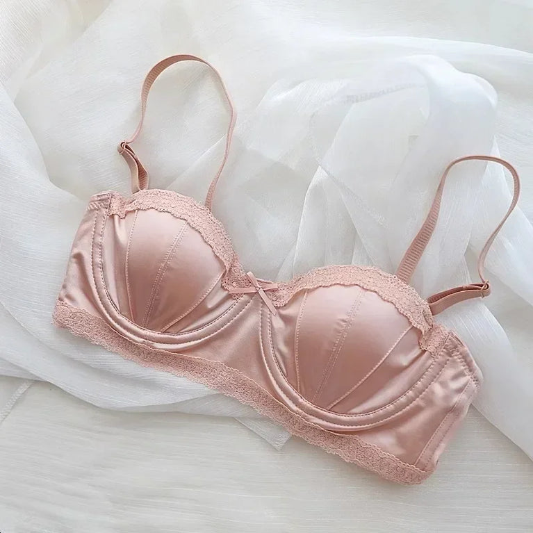 Luxury Satin Deep V Bra | Soft Steel-Free Push-Up Lingerie