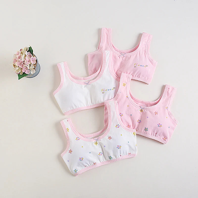 Girls' Purple Floral Cotton Training Bra Set