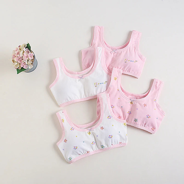 Girls' Purple Floral Cotton Training Bra Set