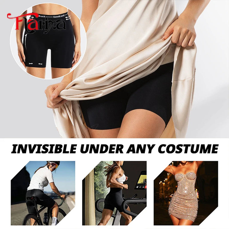 High-Waist Ice Silk Safety Shorts | Anti-Chafing & Invisible Under-Dress Boxer