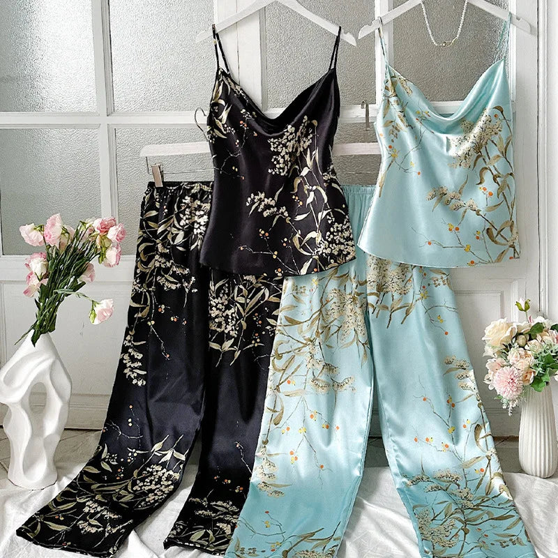Women’s Sexy V-Neck Pajama Set | Sleeveless Cami & Pants