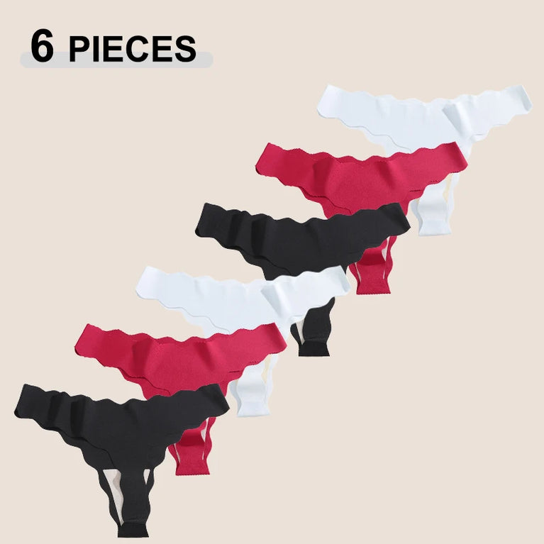 6pc Ice Silk Thongs | Traceless Wave Edge G-Strings