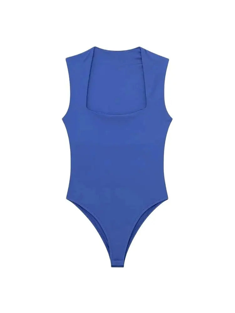 Square Neck Sleeveless Bodysuit | Sexy Fashion Skinny Playsuit