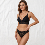 Front Closure Floral Bra & Brief Set – Wire-Free Sexy Lingerie
