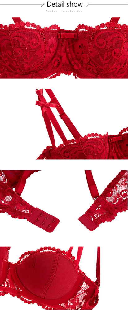 1/2 Half Cup Bras For The Second Skin Floral Embroidery Half-Cup Bra – Elegant Underwire LiftWomen Plus Size Lingerie Red Thin Underwear Cotton Sexy Push Up Balconette Bra Top Black White A B C D Cup