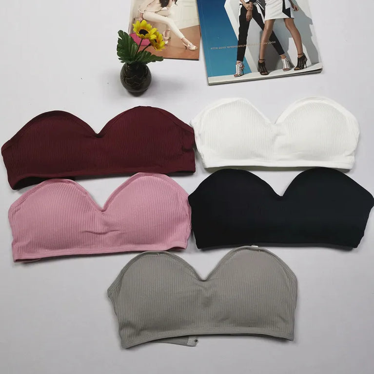 Strapless Push-Up Invisible Bra – Seamless Bandeau with Transparent Straps