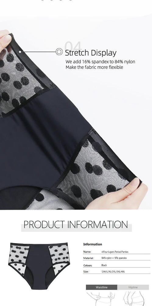 4-Layer Leakproof Period Briefs | High-Rise Absorbent Lingerie